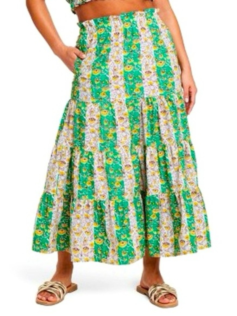 RHODE x Target Mixed Whimsical Floral & Stripe Midi Skirt Small